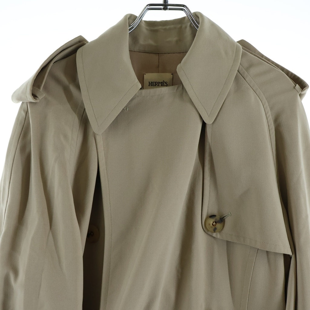 HERMES(エルメス) Wool Trench Coat ウール トレンチコート ダブルブレスト フランス製 ベージュ レディース