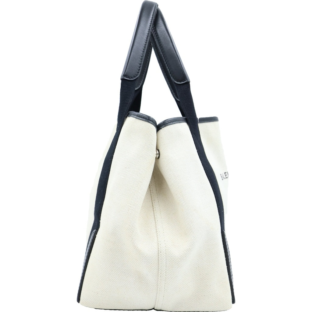 BALENCIAGA(バレンシアガ) ネイビーカバスS キャンバス×レザー トートバッグ ハンドバッグ ブラック/アイボリー 339933 レディース