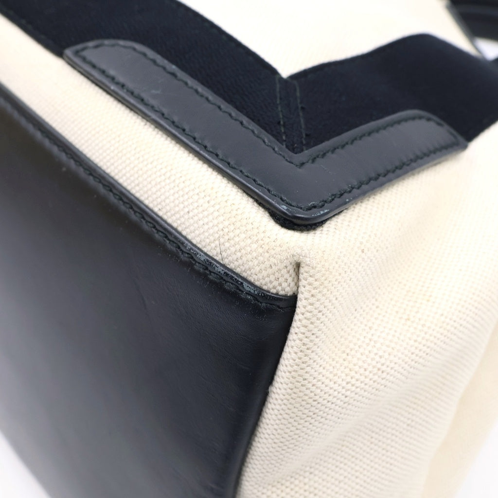BALENCIAGA(バレンシアガ) ネイビーカバスS キャンバス×レザー トートバッグ ハンドバッグ ブラック/アイボリー 339933 レディース