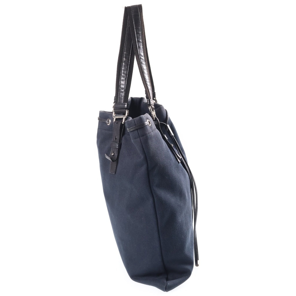 YVES SAINT LAURENT(イヴサンローラン) カハラ トートバッグ ロゴ リヴゴーシュ キャンバス レザー ネイビー/ブラック