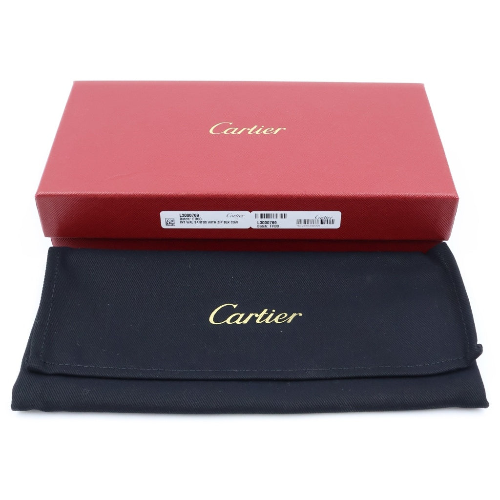 Cartier(カルティエ) サントス 2つ折長財布 ブラック レザー
