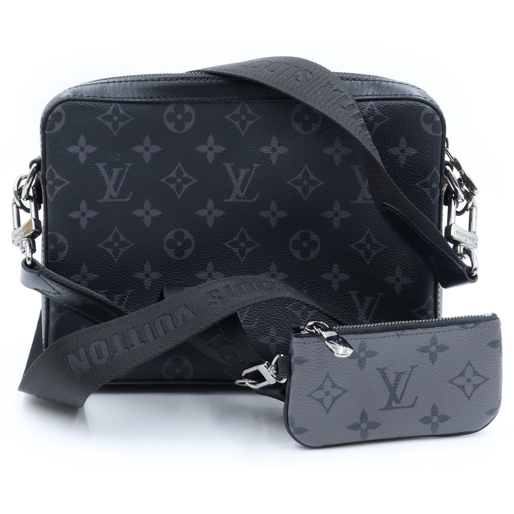 LOUIS VUITTON(ルイヴィトン) モノグラム エクリプス トリオ メッセンジャー ショルダーバッグ PVC レザー ブラック/グレー M69443