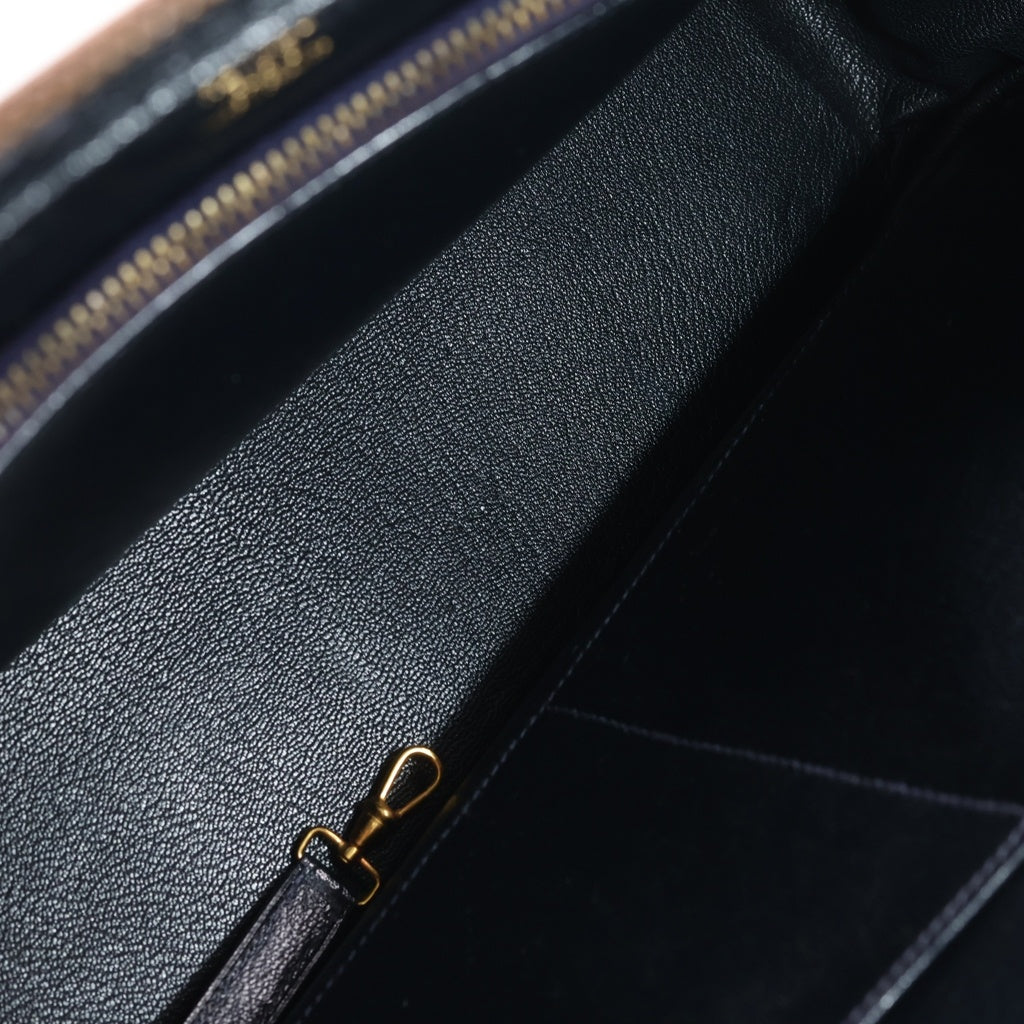 HERMES(エルメス) ロレーヌ ハンドバッグ ヴォーガリバー ボックスカーフ ゴールド金具 〇V刻印 ブルーインディゴ/ナチュラル レディース