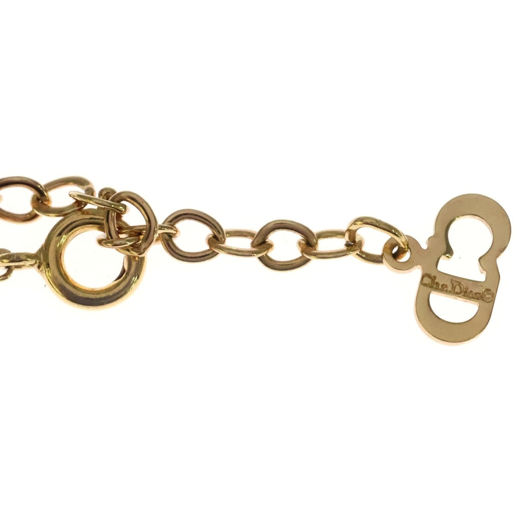 Christian Dior(クリスチャンディオール) CDロゴ ラインストーン ネックレス ペンダント チェーン ゴールド GP レディース