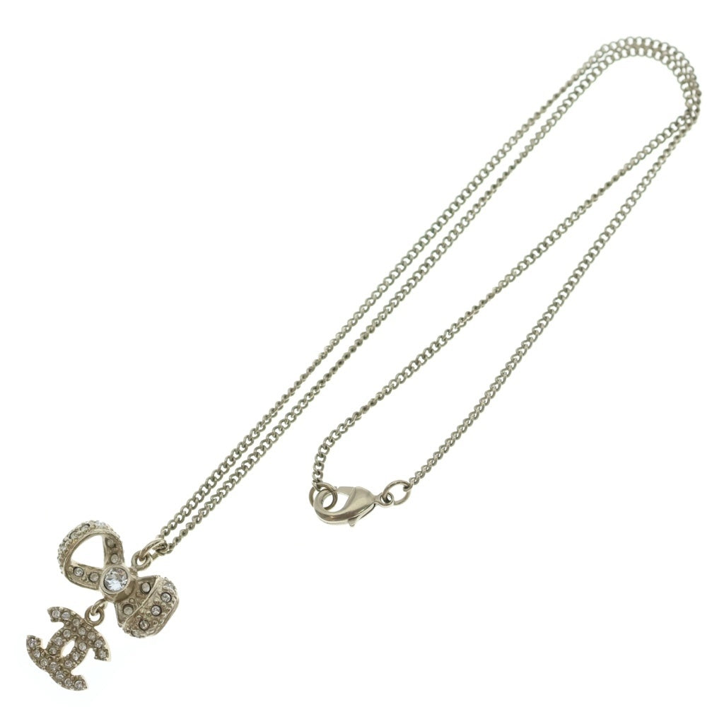CHANEL(シャネル) ココマーク ラインストーン リボン ネックレス ペンダント チェーン ゴールド GP B16V レディース