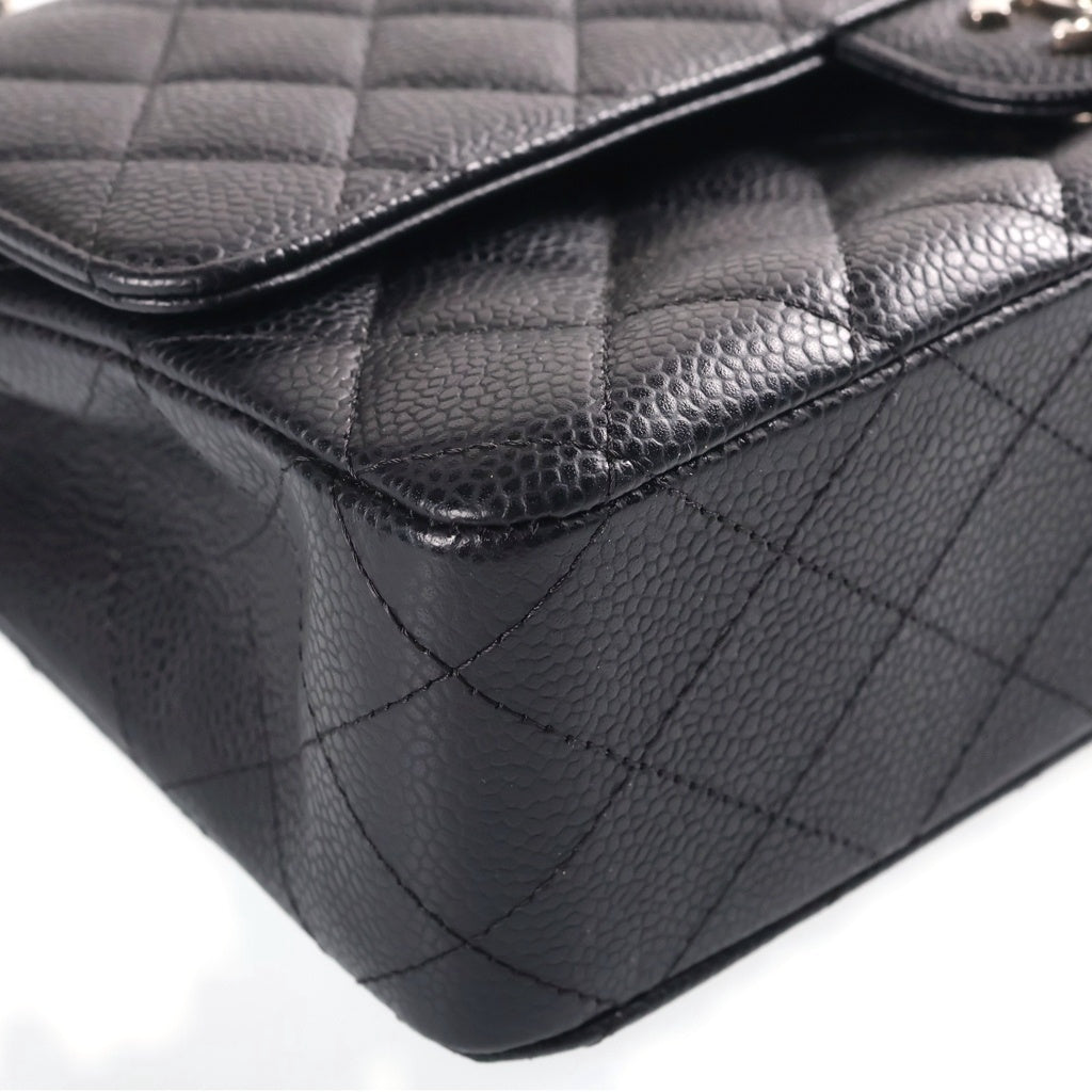 CHANEL(シャネル) マトラッセ25 チェーンショルダー Wフラップ Wチェーン ブラック キャビアスキン シルバー金具 A01112 シールあり 13番台 レディース
