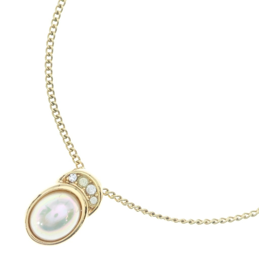 Christian Dior(クリスチャンディオール) フェイクパールネックレス ペンダント チェーン ゴールド GP レディース