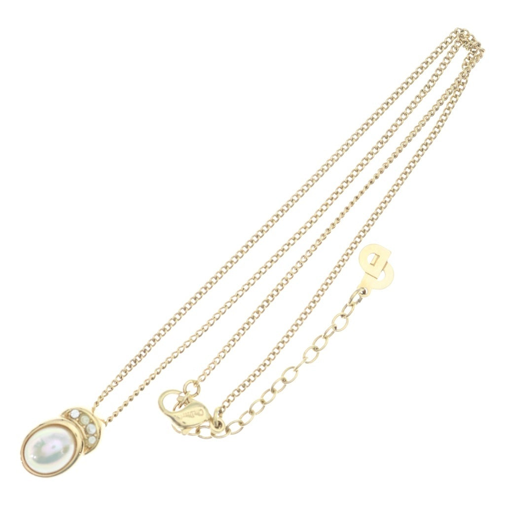 Christian Dior(クリスチャンディオール) フェイクパールネックレス ペンダント チェーン ゴールド GP レディース