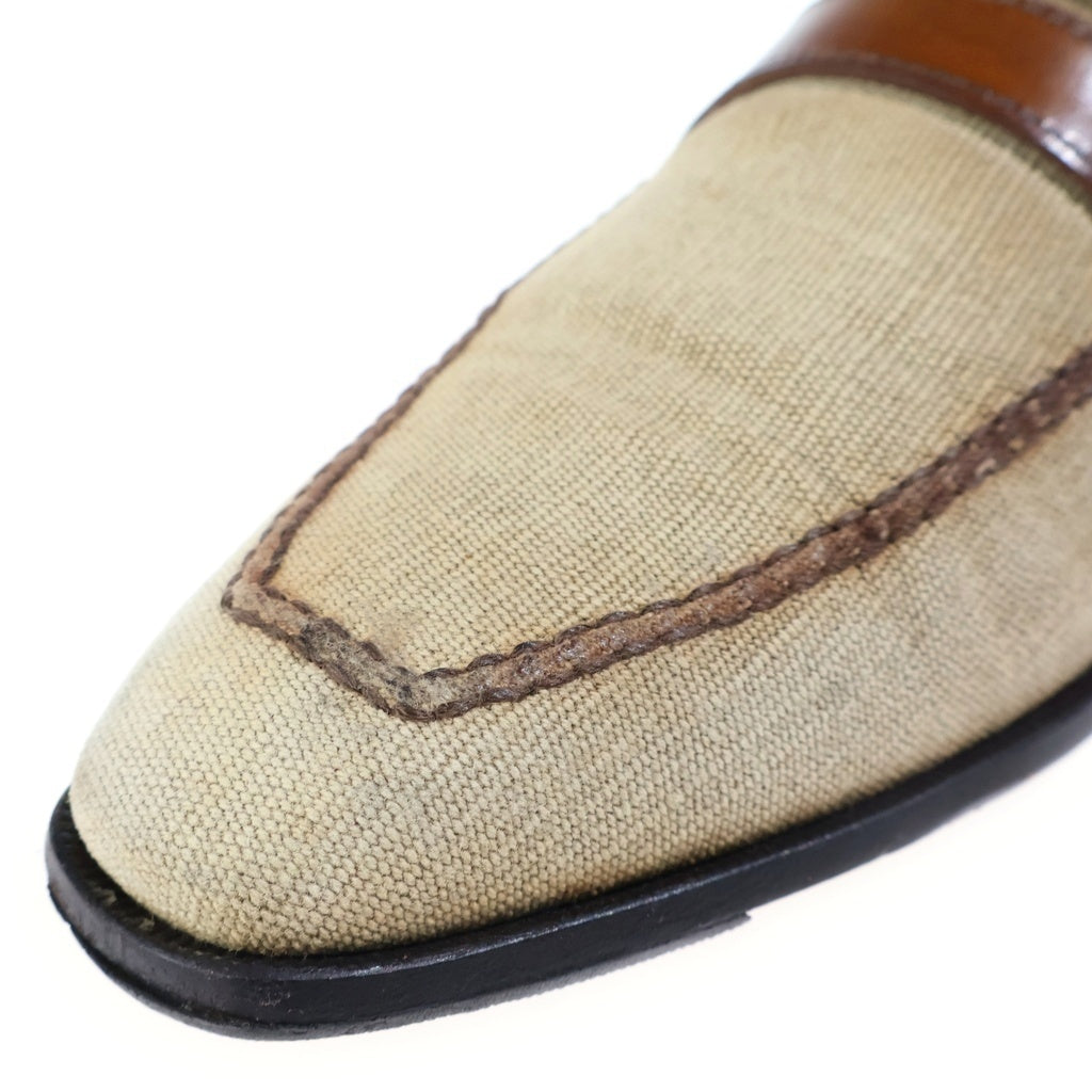 Berluti(ベルルッティ) アンディ ローファー ビジネスシューズ ブラウン×ベージュ キャンバス×レザー #6 1/2