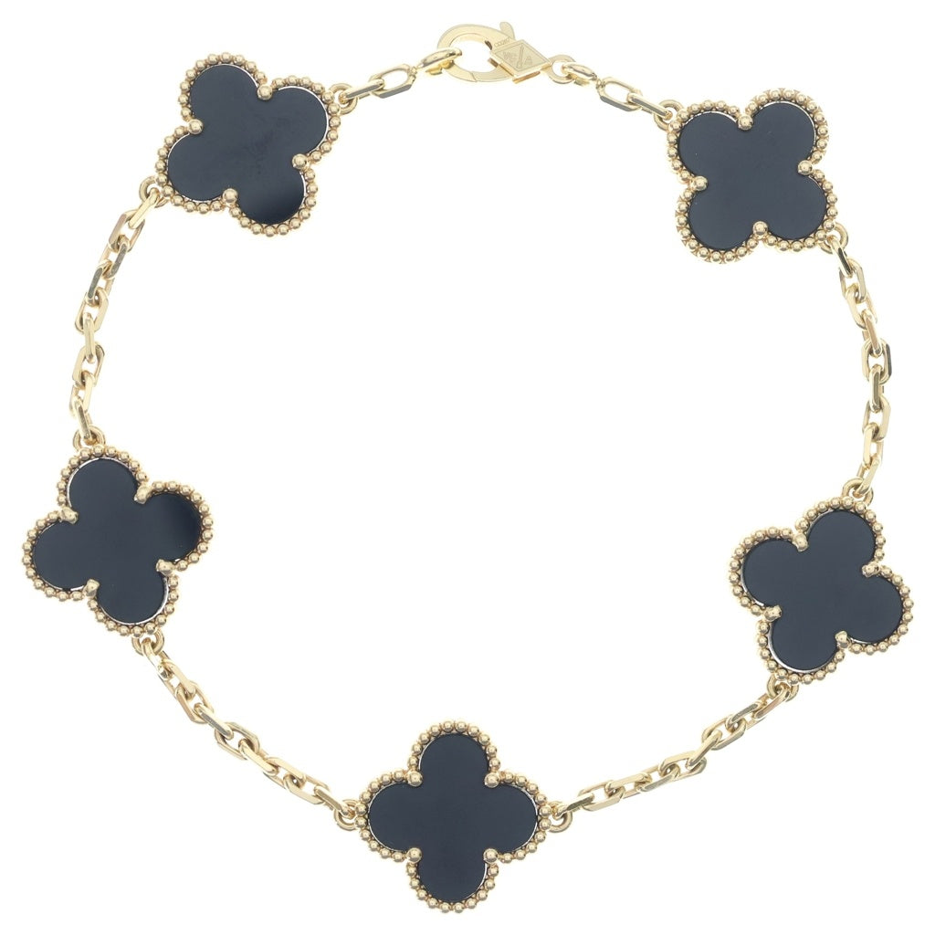 Van Cleef & Arpels(ヴァンクリーフアンドアーペル) ヴィンテージアルハンブラ 5モチーフ オニキス Au750 K18YG ブレスレット イエローゴールド VCARA41300 レディース