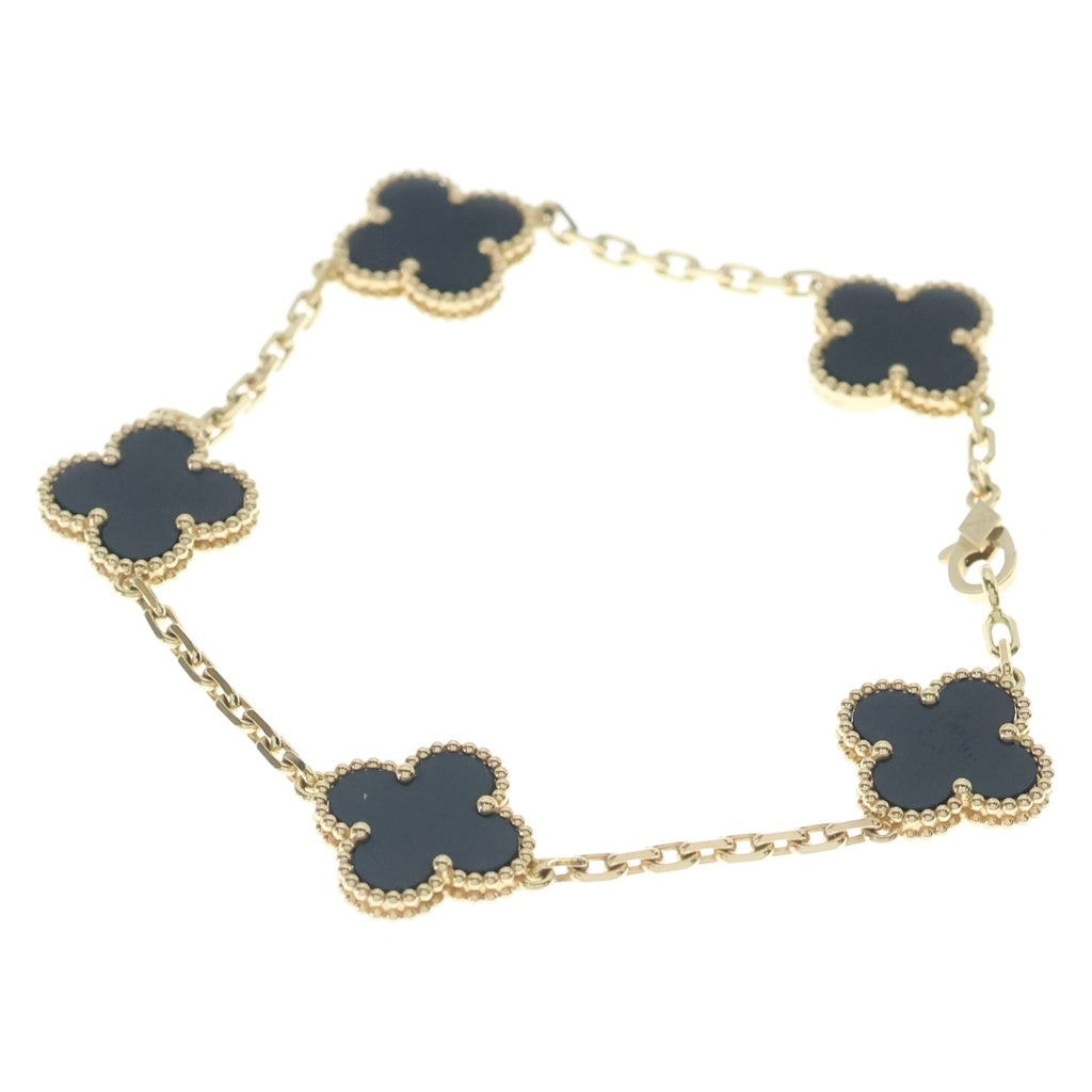 Van Cleef & Arpels(ヴァンクリーフアンドアーペル) ヴィンテージアルハンブラ 5モチーフ オニキス Au750 K18YG ブレスレット イエローゴールド VCARA41300 レディース