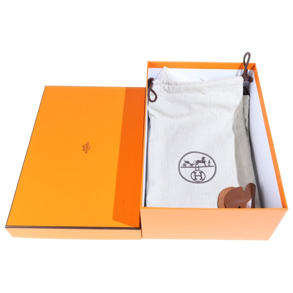 HERMES(エルメス) サンダル ニノン ケリーバックル カーフレザーサンダル ブラウン #34 1/2 シルバー金具 レディース