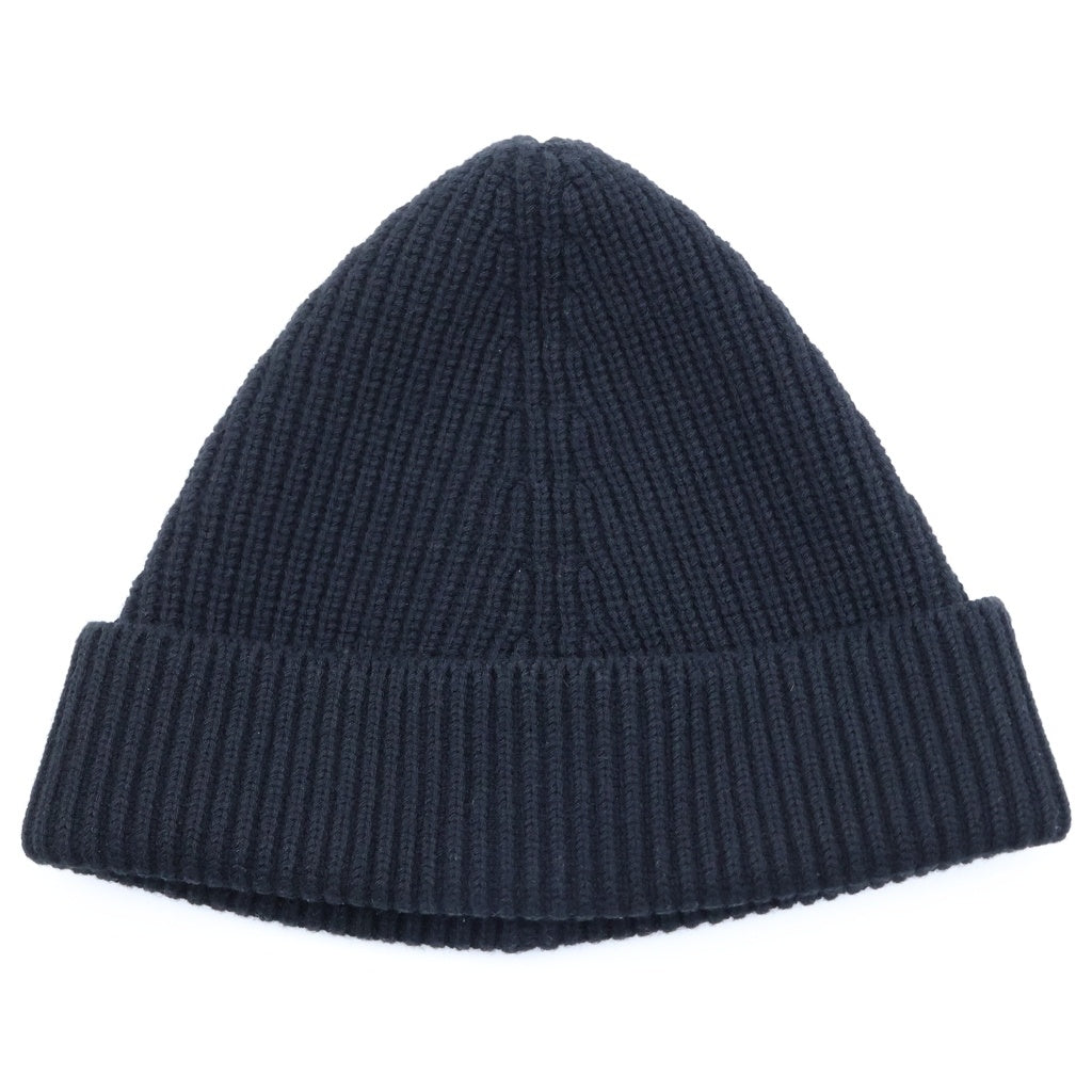 MM6 Maison Margiela(エムエムシックスメゾンマルジェラ) 24AW 4 Stitch KnitCap 四つタグ リブ編みニットキャップ ビーニー ニット帽 コットン ウール ブラック S50TC0051 レディース