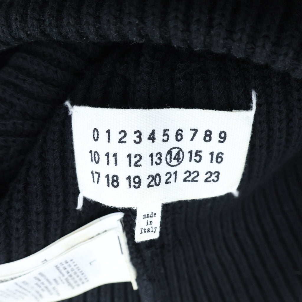 MM6 Maison Margiela(エムエムシックスメゾンマルジェラ) 24AW 4 Stitch KnitCap 四つタグ リブ編みニットキャップ ビーニー ニット帽 コットン ウール ブラック S50TC0051 レディース