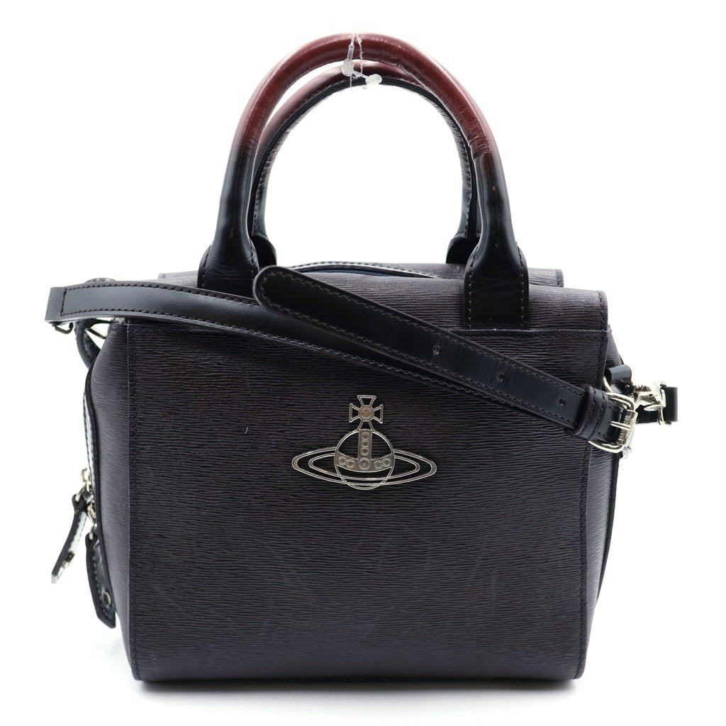 Vivienne Westwood(ヴィヴィアンウエストウッド) オーブ 2WAYハンドバッグ ショルダーバッグ ブラック×レッド レザー シルバー金具 レディース