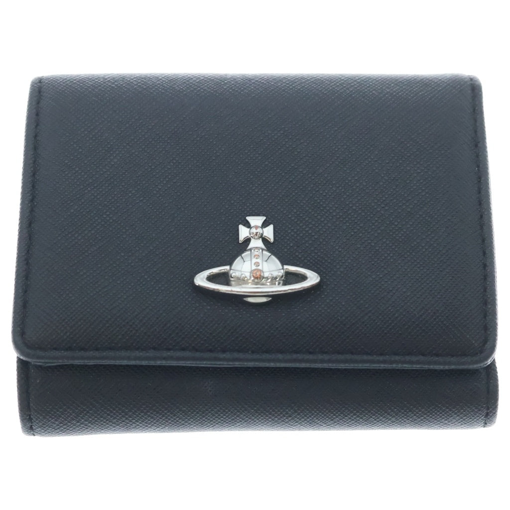 Vivienne Westwood(ヴィヴィアンウエストウッド) SMALL FRAME WALLET コンパクトウォレット 3つ折り財布 レザー オーブ ブラック 5115002MWS0021N401
