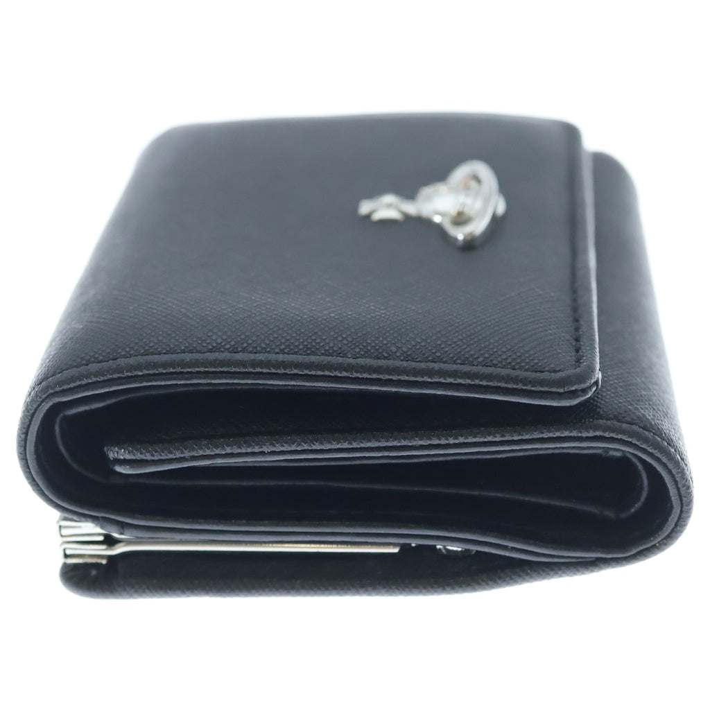 Vivienne Westwood(ヴィヴィアンウエストウッド) SMALL FRAME WALLET コンパクトウォレット 3つ折り財布 レザー オーブ ブラック 5115002MWS0021N401