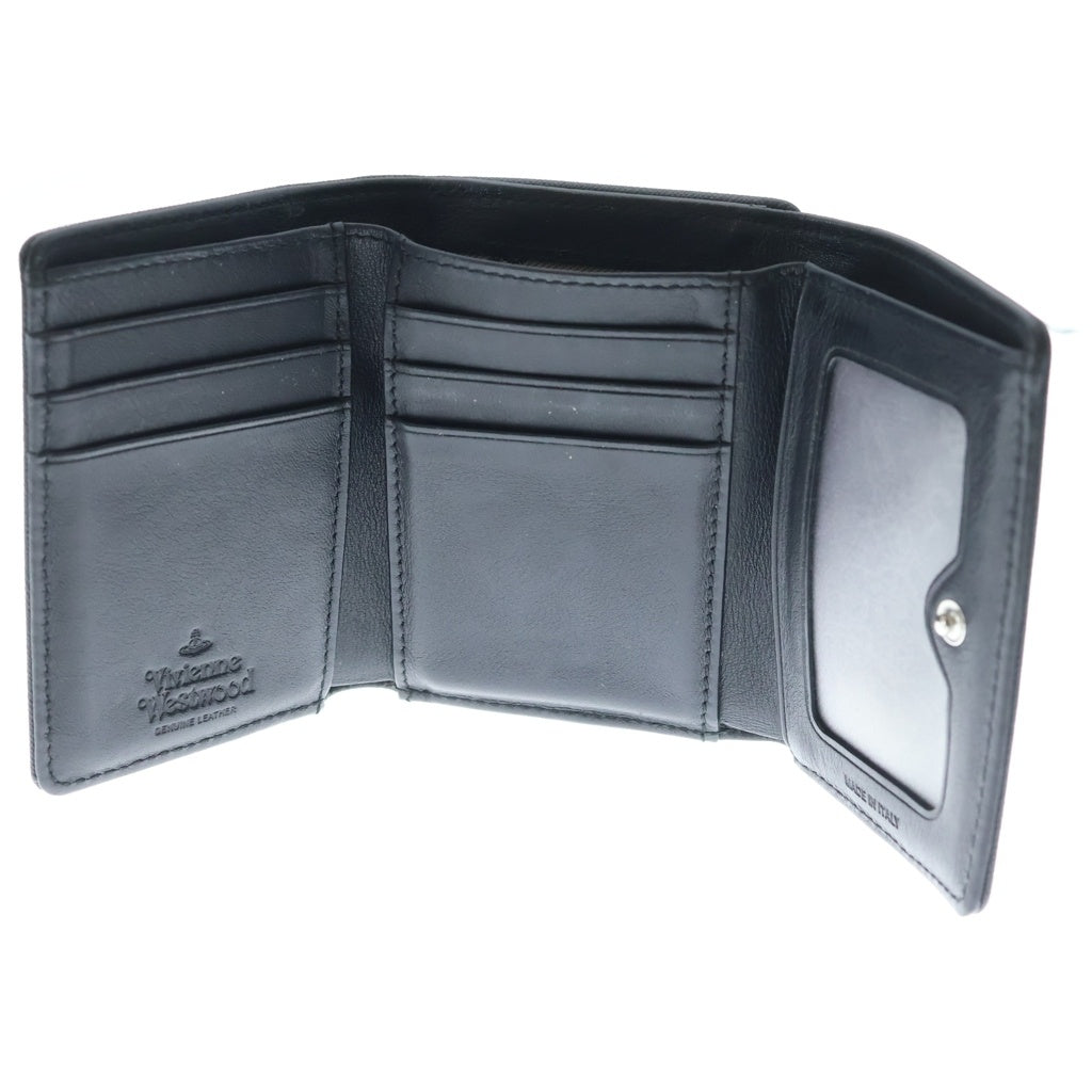 Vivienne Westwood(ヴィヴィアンウエストウッド) SMALL FRAME WALLET コンパクトウォレット 3つ折り財布 レザー オーブ ブラック 5115002MWS0021N401