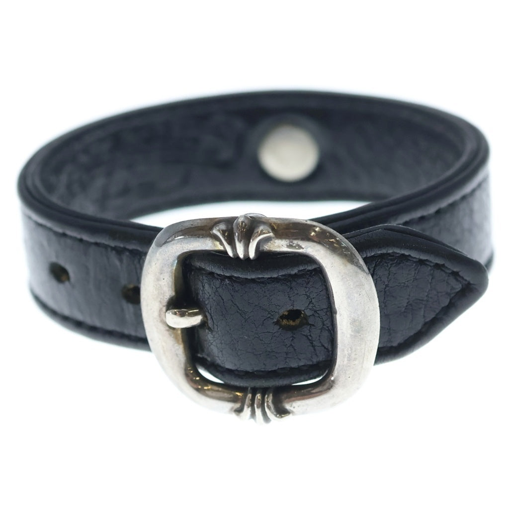 CHROME HEARTS(クロムハーツ) GUNSLINGER ガンスリンガー クロスボール レザーブレスレット ブラック/シルバー BCA146
