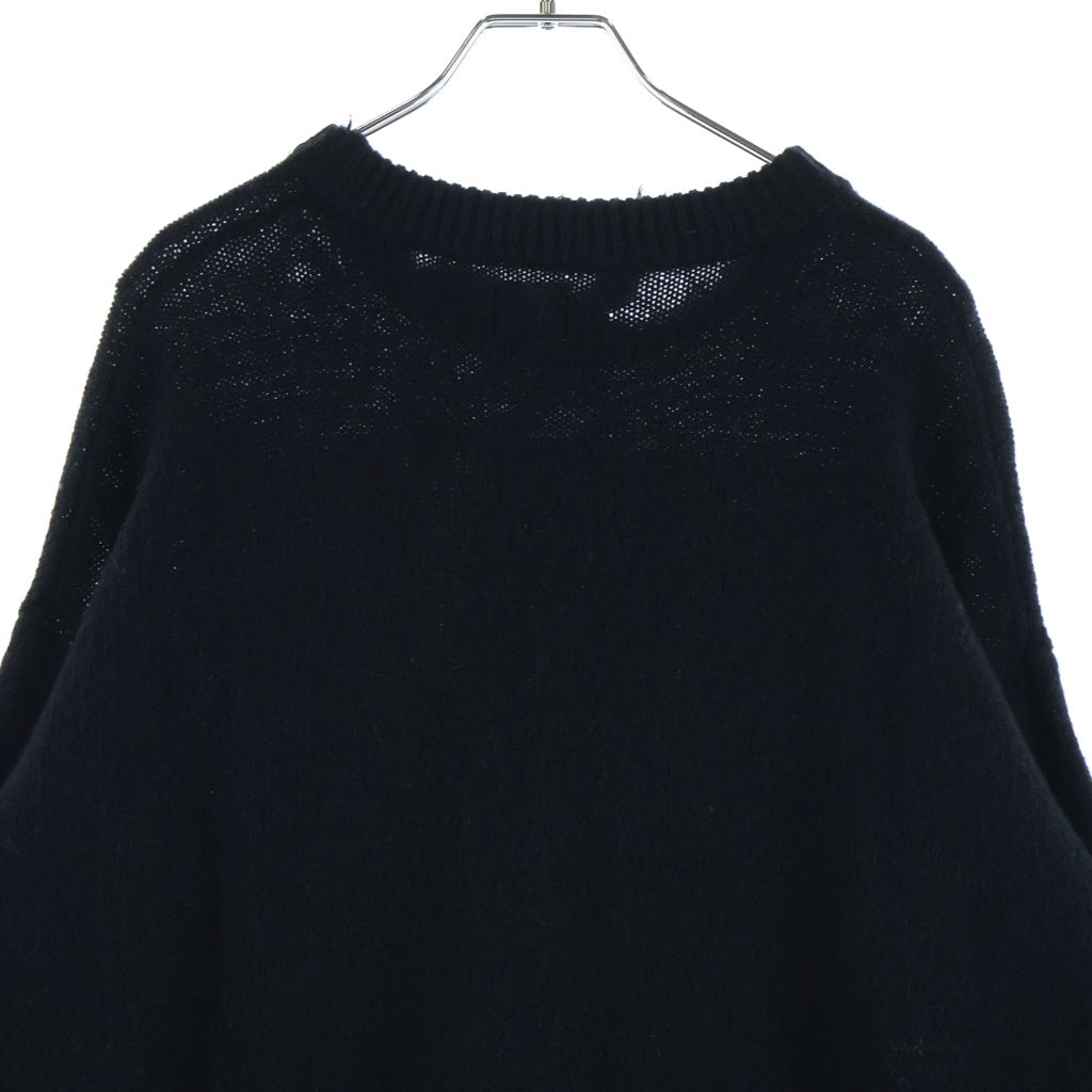 SAINT MICHAEL(セントマイケル) 21AW WOOL SWTER SIN Black ダメージ加工 ウールニット セーター 袖ステッチ ブラック/ホワイト SM-A21-0000-039