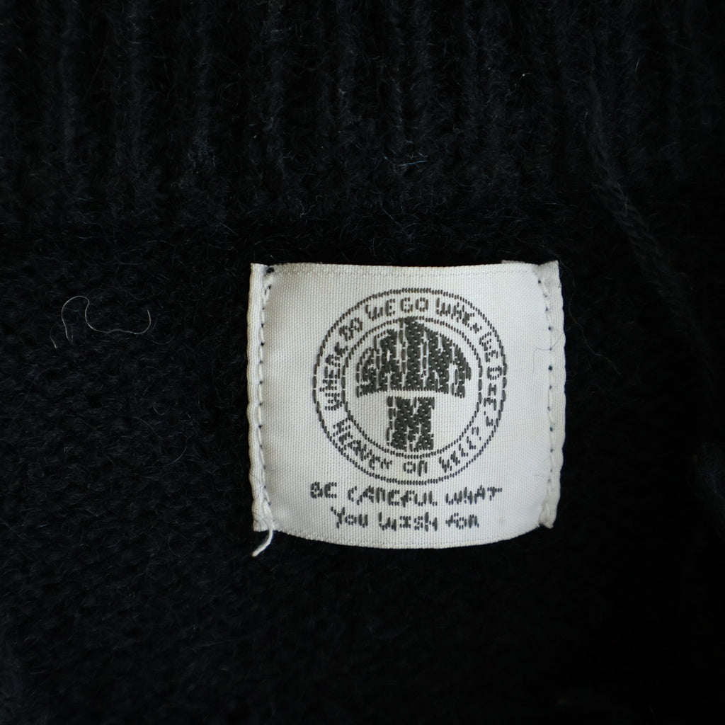 SAINT MICHAEL(セントマイケル) 21AW WOOL SWTER SIN Black ダメージ加工 ウールニット セーター 袖ステッチ ブラック/ホワイト SM-A21-0000-039