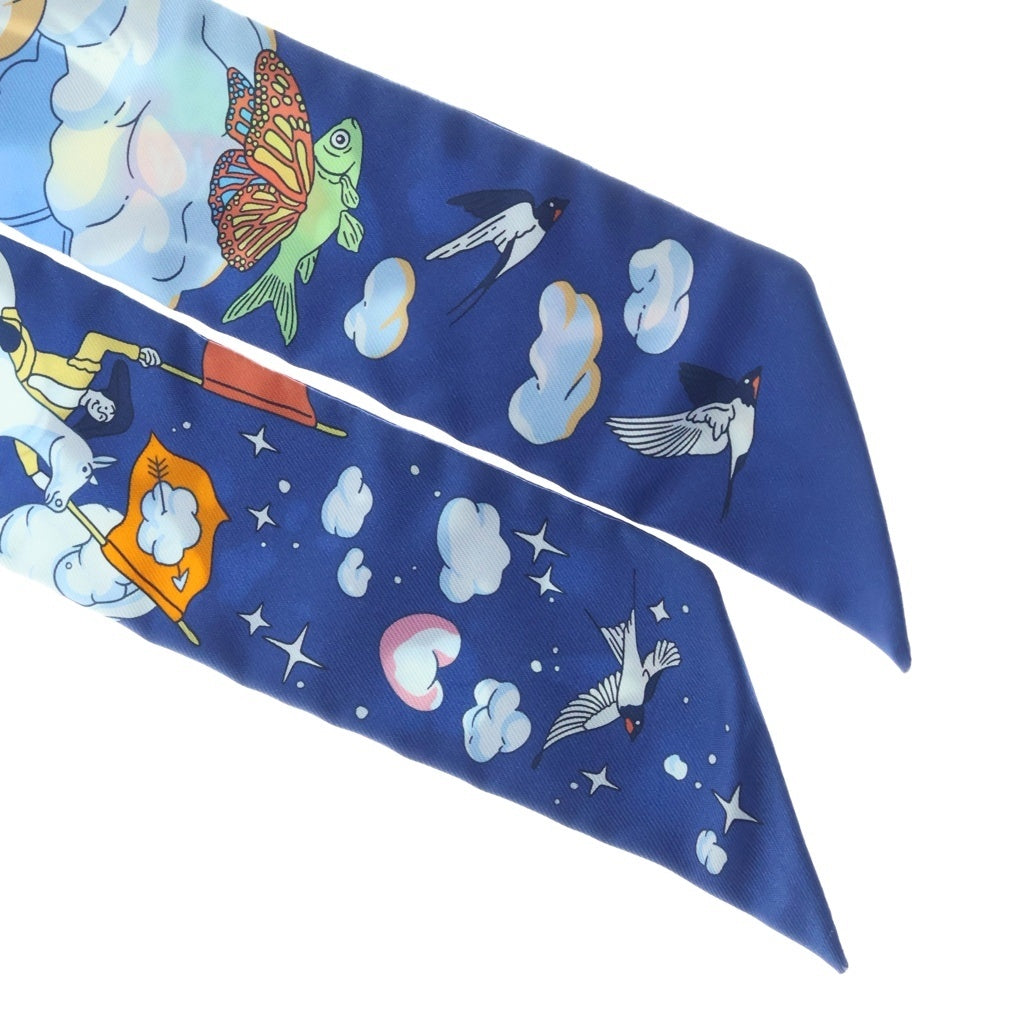 HERMES(エルメス) ツイリー SUR MON NUAGE 私の雲 スカーフ シルク ブルー レディース