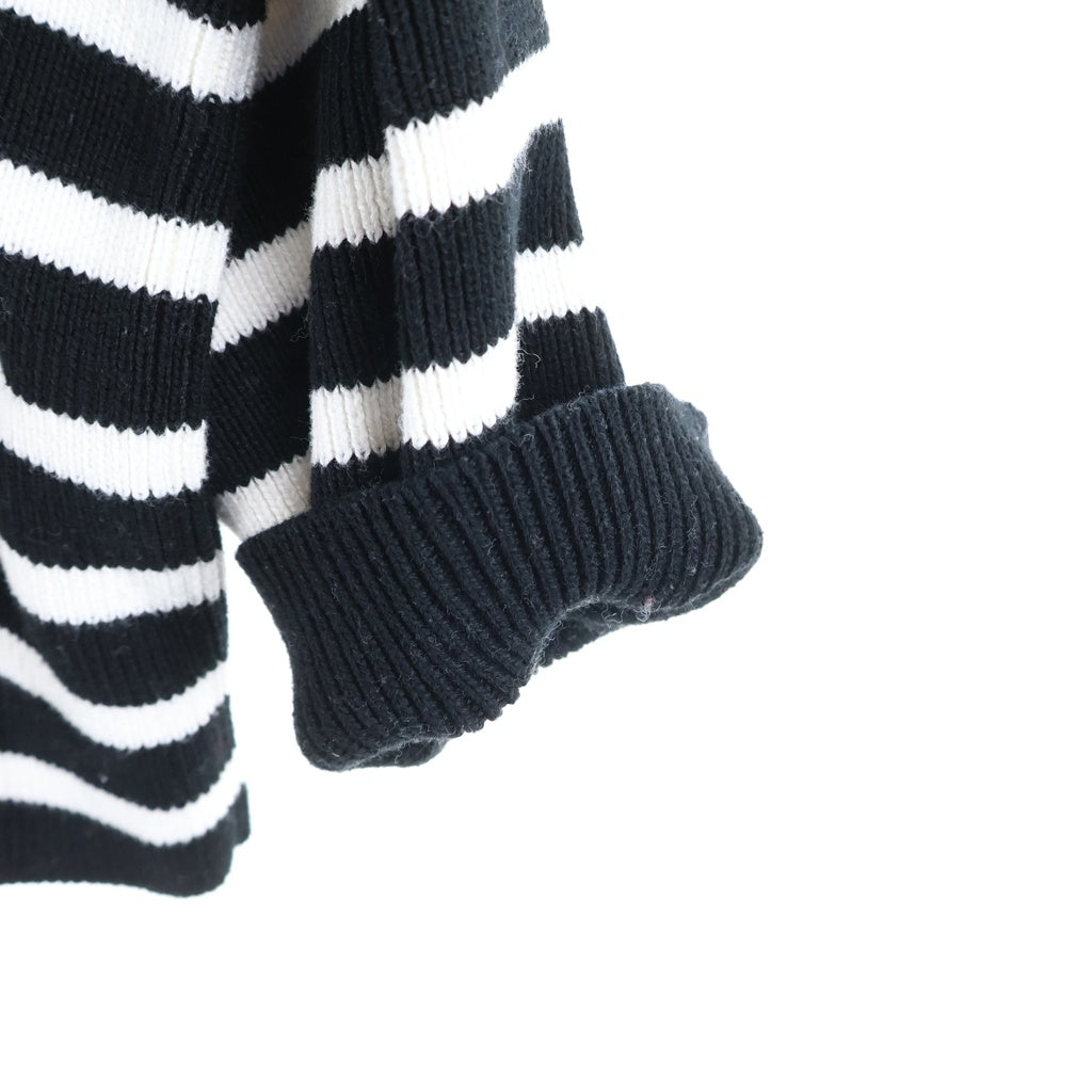 VALENTINO(ヴァレンティノ) BORDER COTTON SWEATER ボーダー コットンセーター 長袖ニット ロゴ ブラック/ホワイト WB3KC24F6H0 レディース