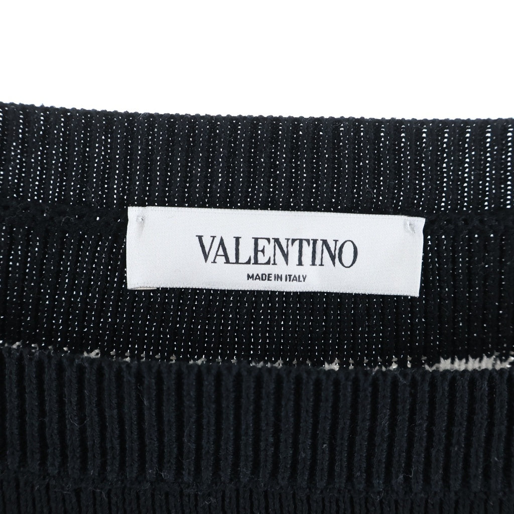 VALENTINO(ヴァレンティノ) BORDER COTTON SWEATER ボーダー コットンセーター 長袖ニット ロゴ ブラック/ホワイト WB3KC24F6H0 レディース
