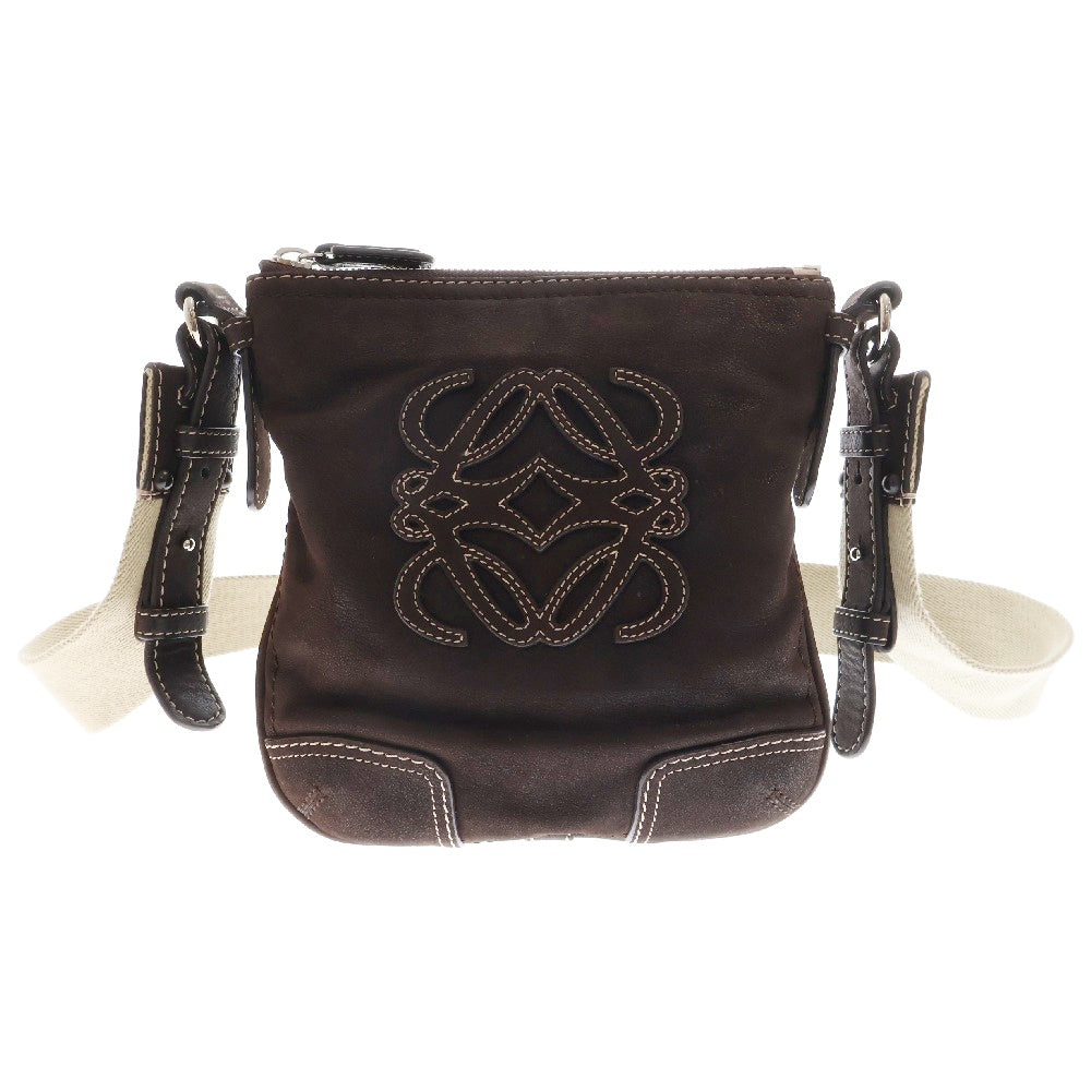 LOEWE(ロエベ) アナグラム ショルダーバッグ ダークブラウン スエード×レザー