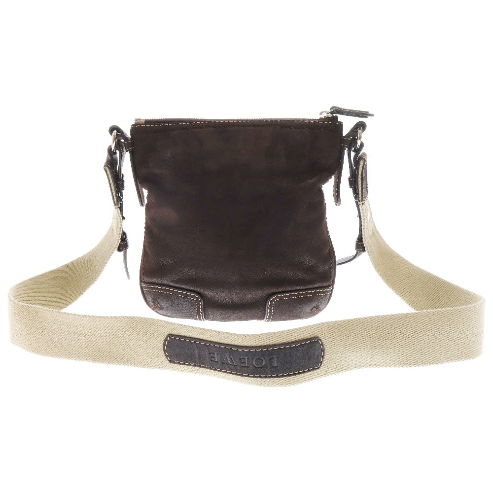 LOEWE(ロエベ) アナグラム ショルダーバッグ ダークブラウン スエード×レザー