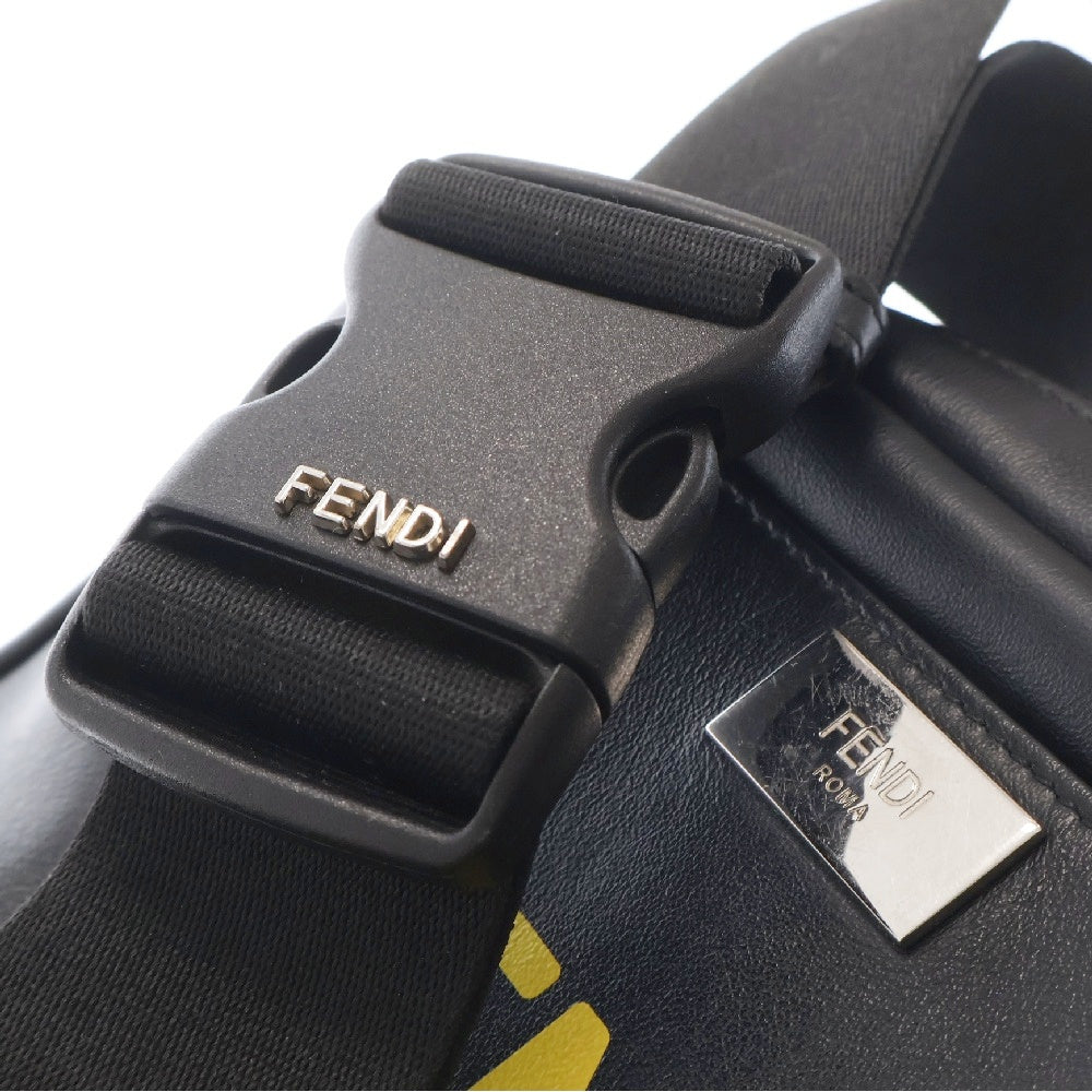 FENDI(フェンディ) YELLOW PACK & PEQUIN イエロー パック&ペカン ロゴレザーウエストバッグ ショルダーバッグ ブラック 7VA493