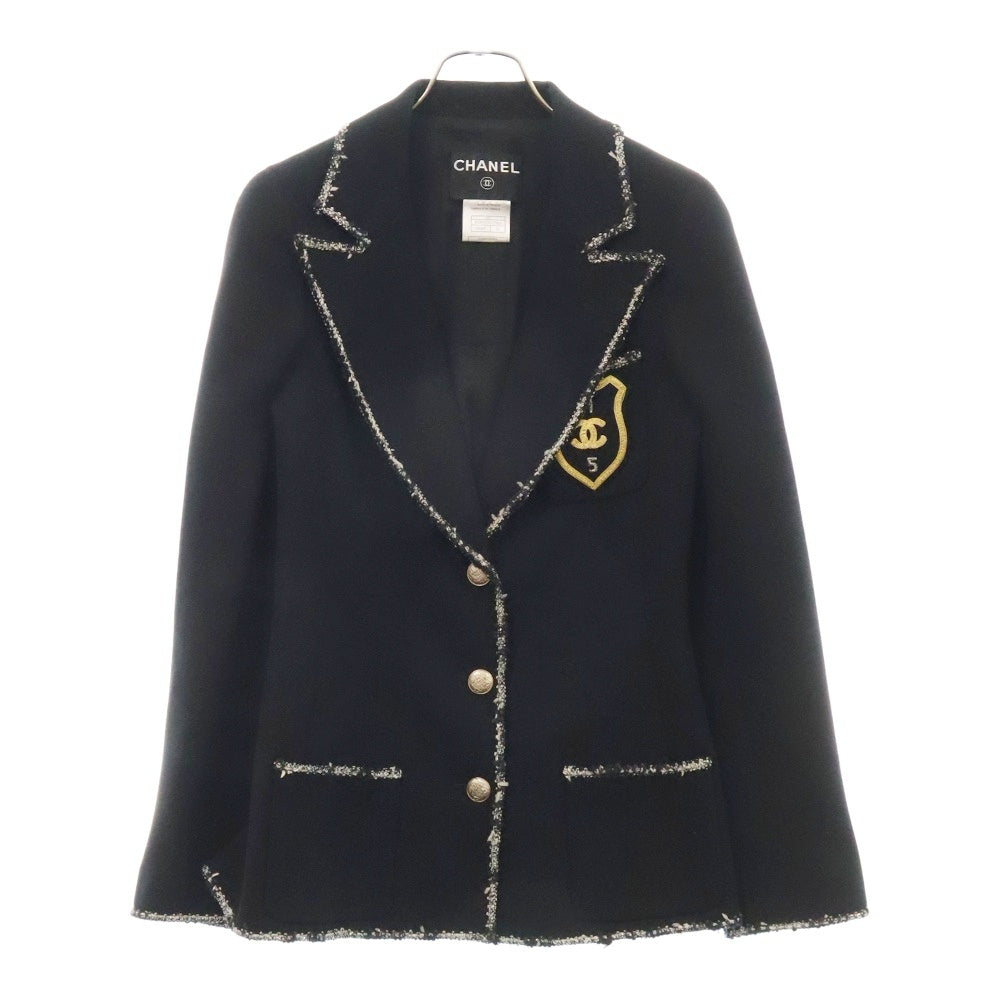 CHANEL(シャネル) ココマーク ツイード テーラード ジャケット エンブレム ブラック ウール 05C 36サイズ