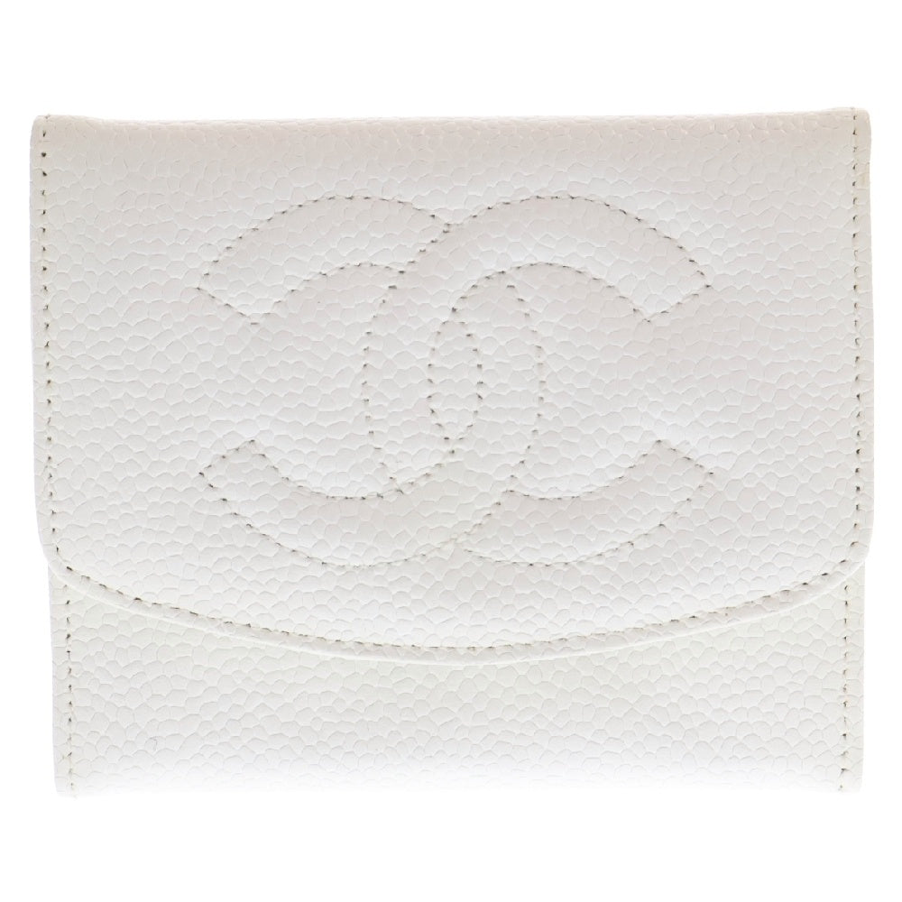 CHANEL(シャネル) ココマーク コインケース ホワイト 財布 キャビアスキン コンパクトウォレット