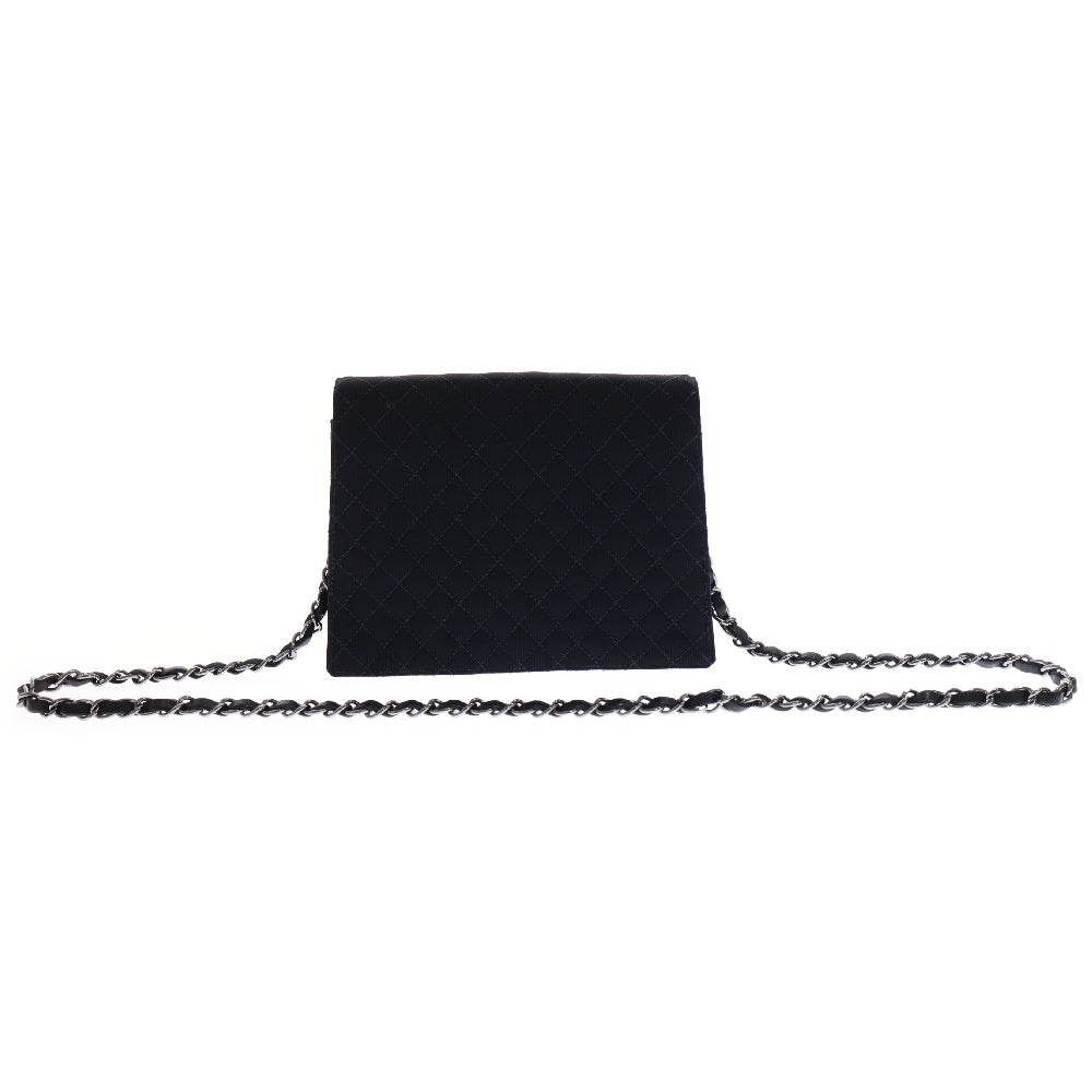 CHANEL(シャネル) マトラッセ エンブレム チェーンショルダーバッグ 斜め掛けバッグ ブラック キャンバス シルバー金具