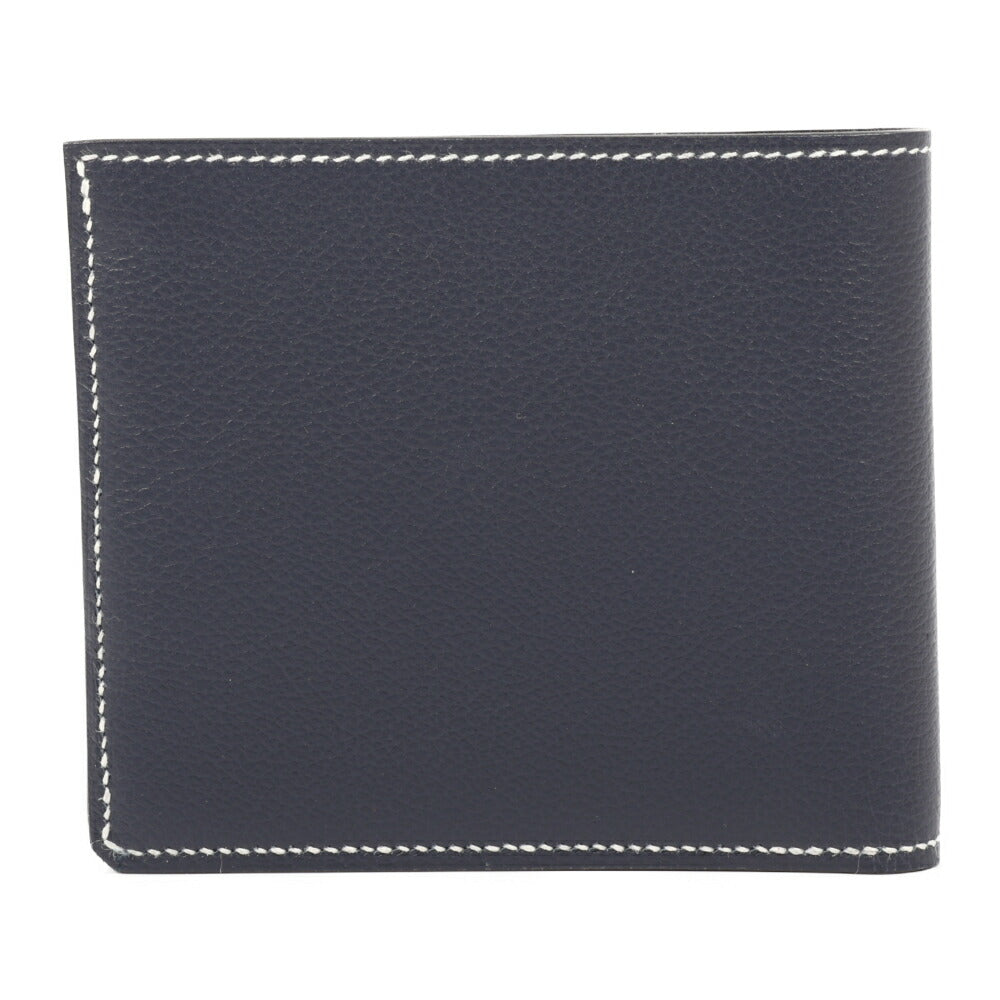 HERMES(エルメス) Hセリエ コンパクトウォレット ブルーニュイ エバーカラー W刻印 二つ折り財布 レザー