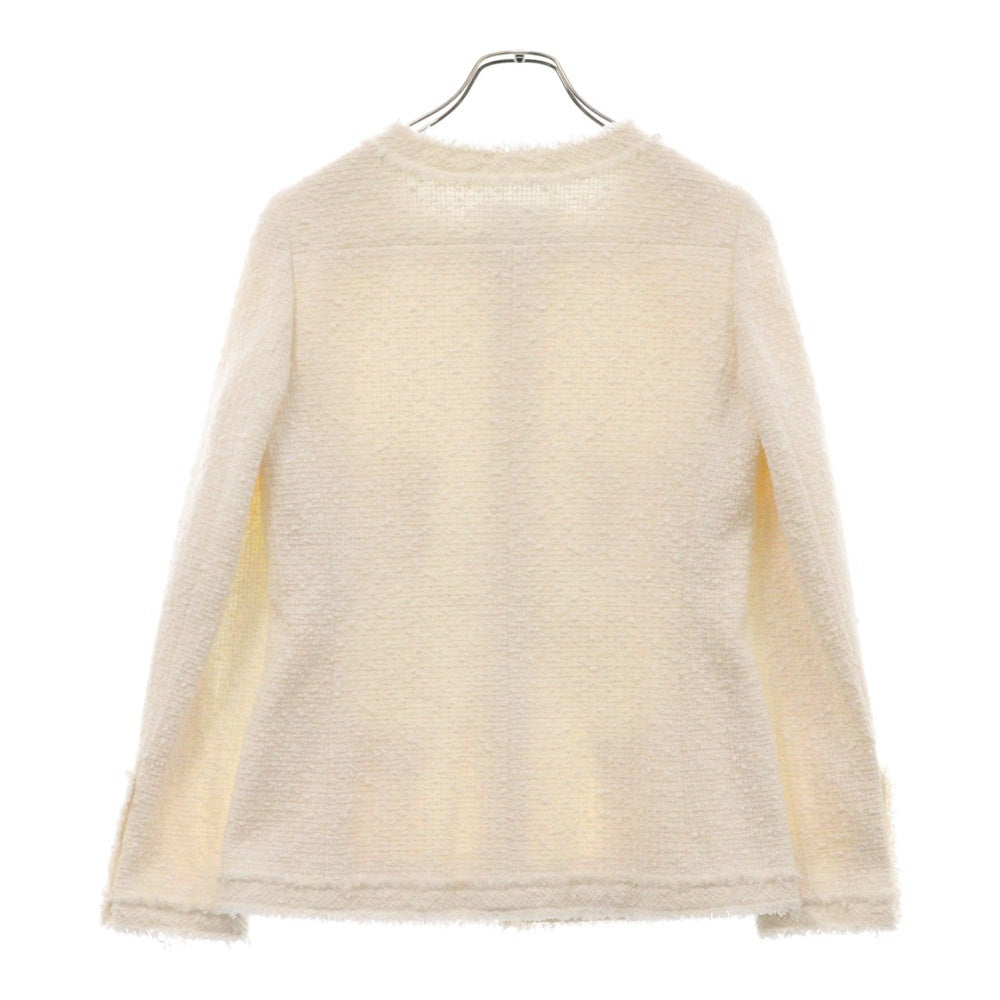 CHANEL(シャネル) ココマーク ツイード ノーカラージャケット アイボリー コットン 38 P22758 04C ココボタン レディース
