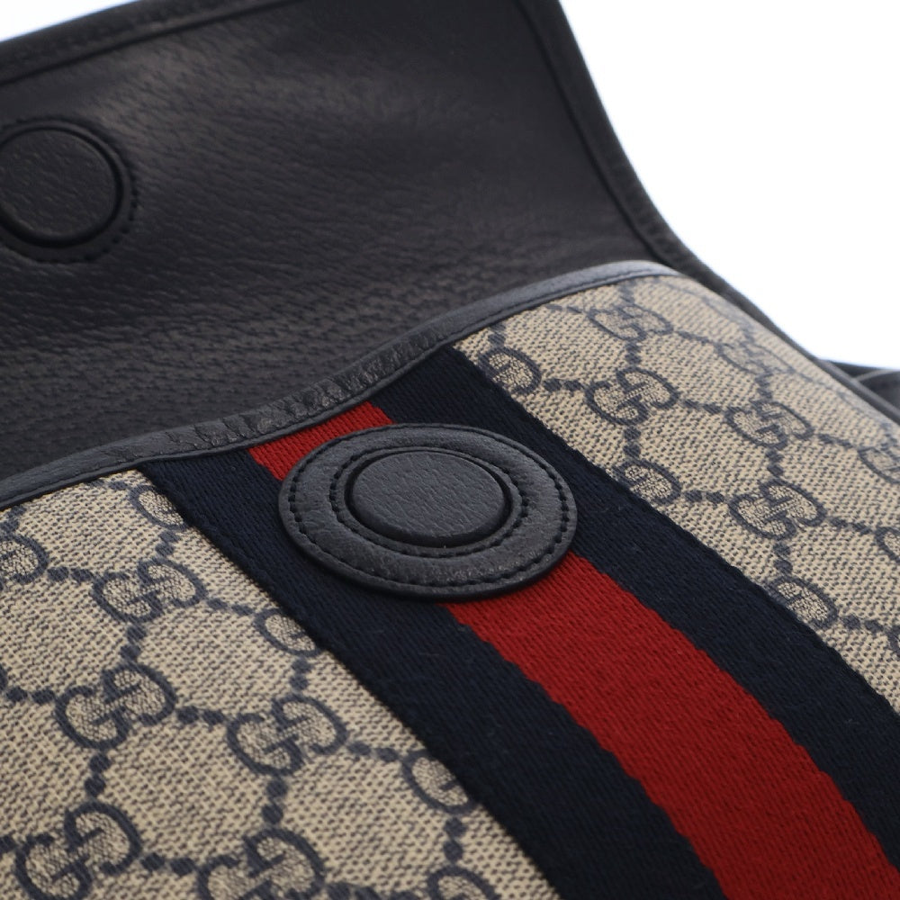 GUCCI(グッチ) オフディア ボディバッグ ベージュ×ネイビー PVC 674081 ウエストポーチ