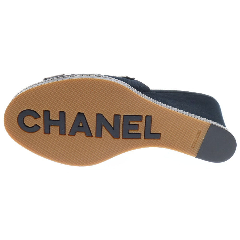 CHANEL(シャネル) カメリア サンダル ウェッジソール ブラック キャンバス×レザー 37 G25948 シューズ