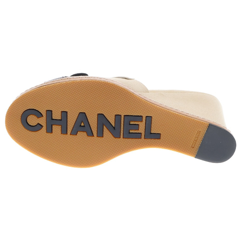 CHANEL(シャネル) カメリア サンダル ウェッジソール ホワイト キャンバス×レザー 37 G25948 シューズ