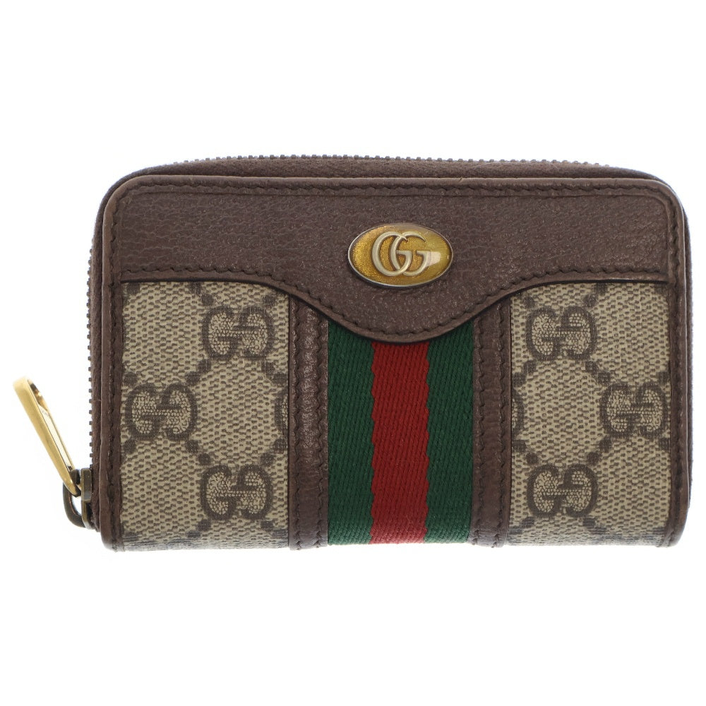 GUCCI(グッチ) GGスプリーム オフディア シェリーライン ラウンドファスナー コインケース 小銭入れ ベージュ 597613