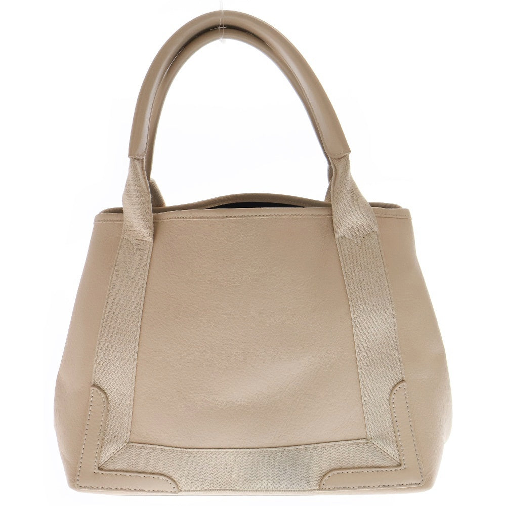BALENCIAGA(バレンシアガ) ネイビーカバスS ハンドバッグ ベージュ カーフスキン×キャンバス 339933