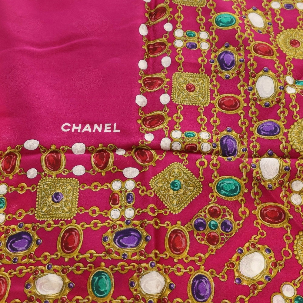 CHANEL(シャネル) スカーフ シルク グリポア パープル×マルチカラー