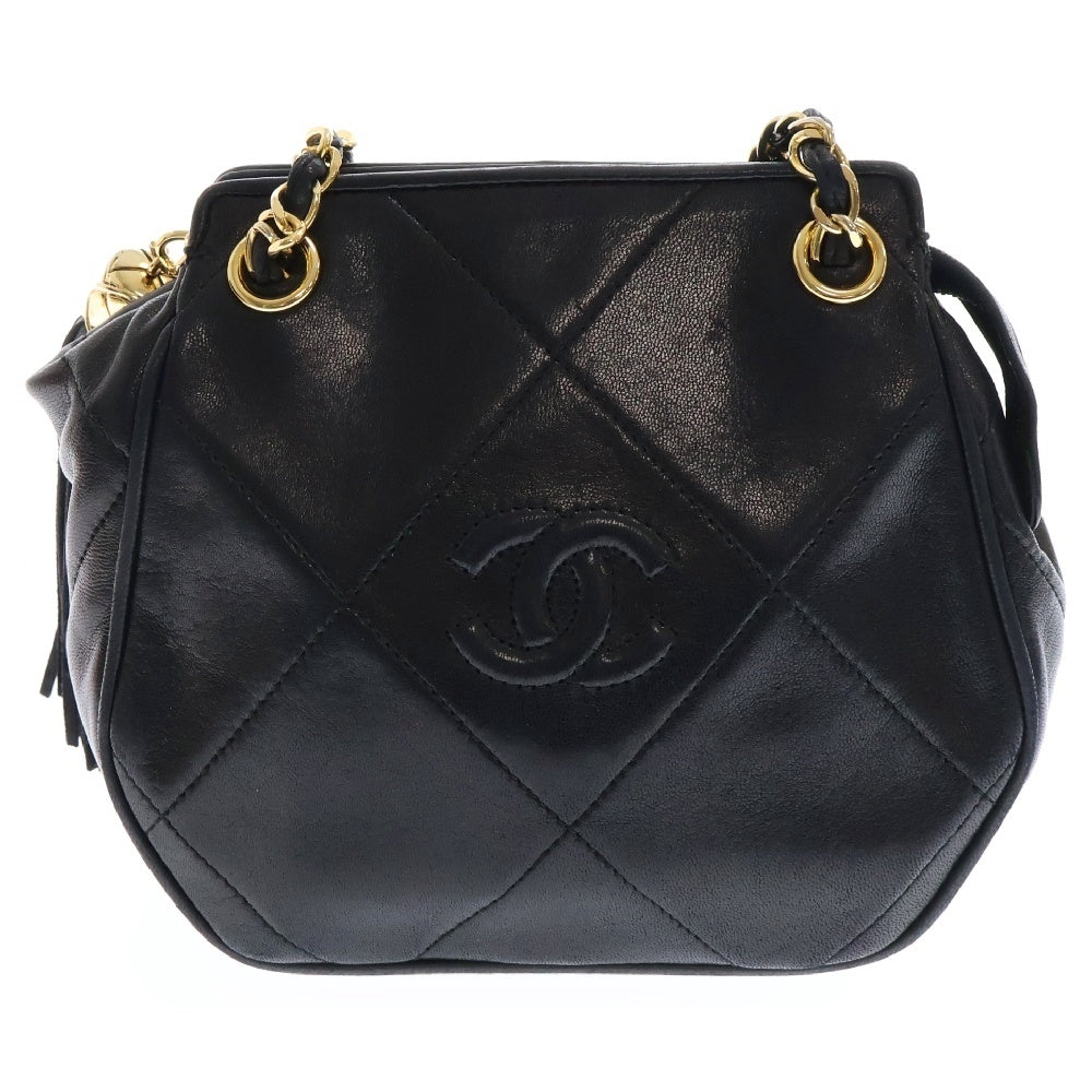 CHANEL(シャネル) マトラッセ チェーンショルダーバッグ フリンジ ブラック ラムスキン ゴールド金具 タッセル