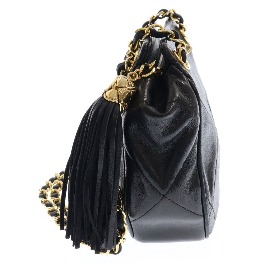 CHANEL(シャネル) マトラッセ チェーンショルダーバッグ フリンジ ブラック ラムスキン ゴールド金具 タッセル
