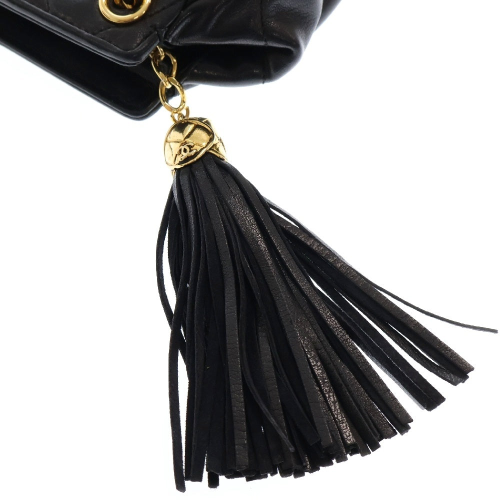 CHANEL(シャネル) マトラッセ チェーンショルダーバッグ フリンジ ブラック ラムスキン ゴールド金具 タッセル