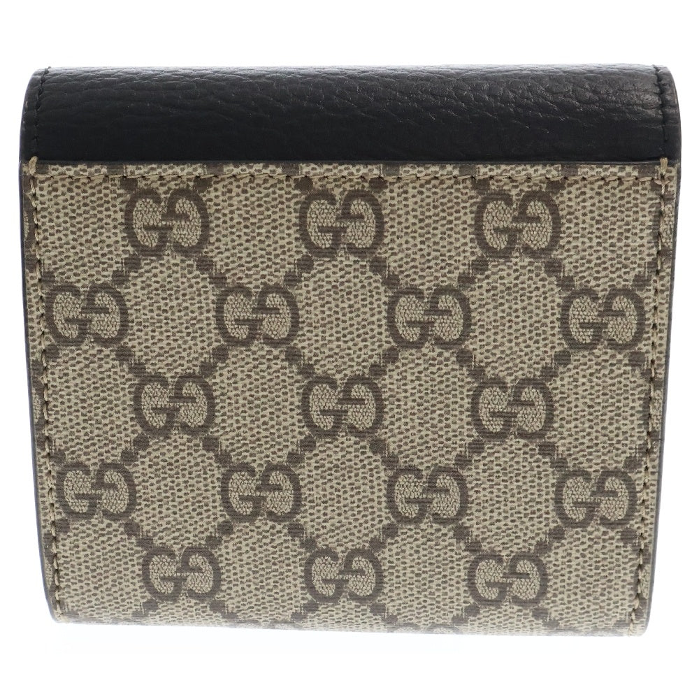 GUCCI(グッチ) GGマーモント レザーコンパクトウォレット 二つ折り財布 ブラック×ベージュ 598537