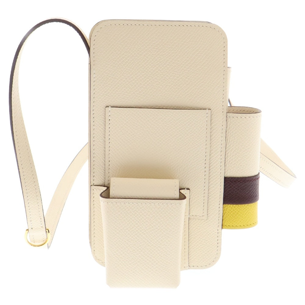 HERMES(エルメス) ウェイ フォンショルダー ナタ U刻印 ゴールド金具 フォンケース アイボリー レザー