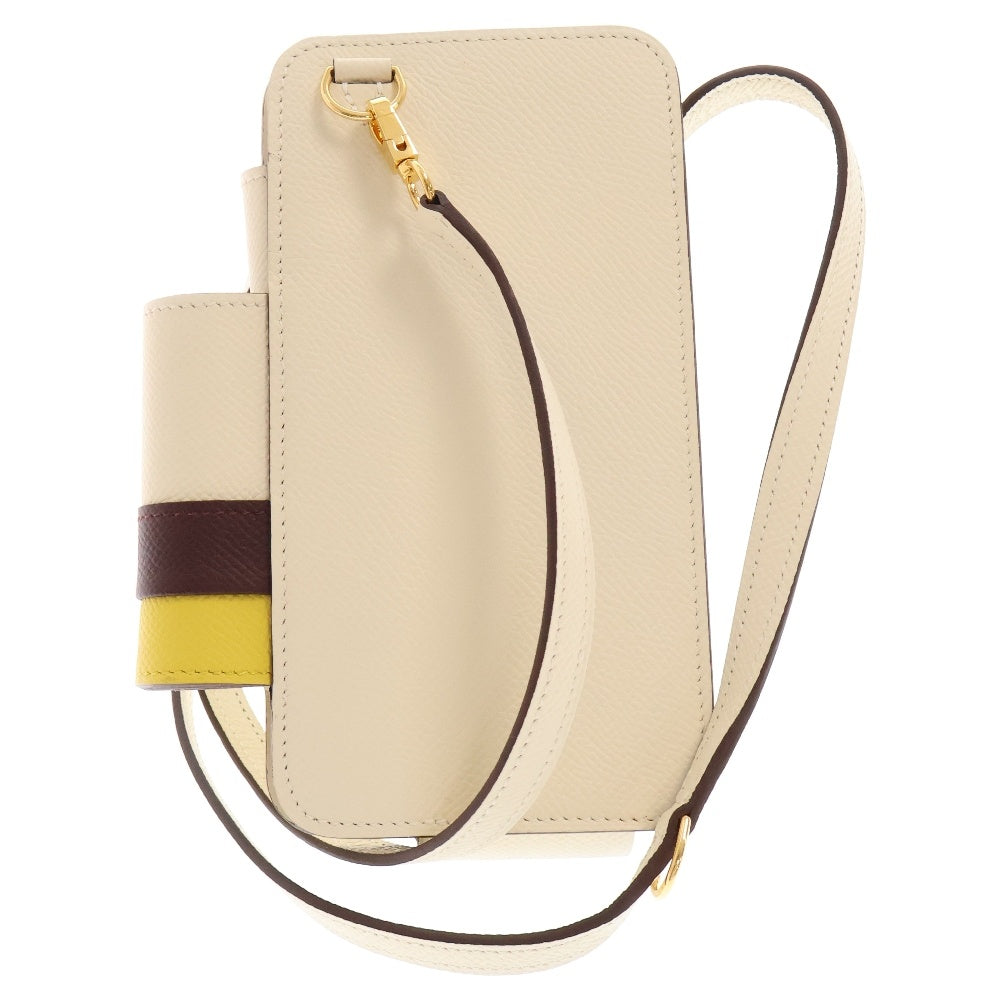 HERMES(エルメス) ウェイ フォンショルダー ナタ U刻印 ゴールド金具 フォンケース アイボリー レザー