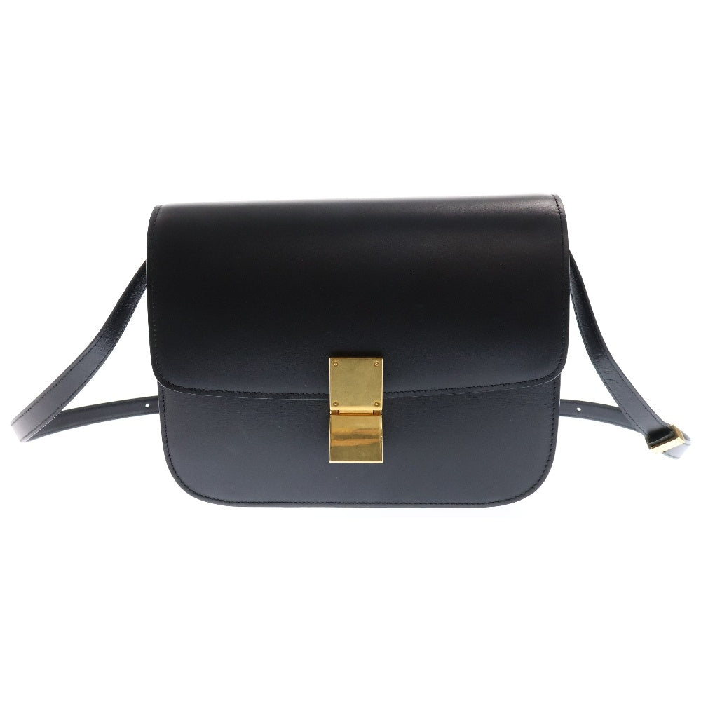 CELINE(セリーヌ) クラシックボックス ミディアム ショルダーバッグ ブラック レザー ゴールド金具