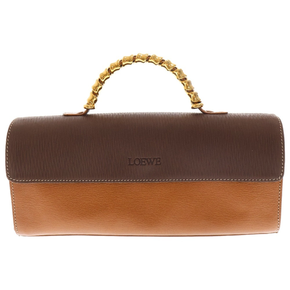LOEWE(ロエベ) ベラスケス ツイストハンドル ハンドバッグ ミニバッグ ベージュ レザー ブラウン ゴールド金具